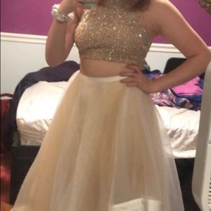 Champagne Two Piece Prom Dress